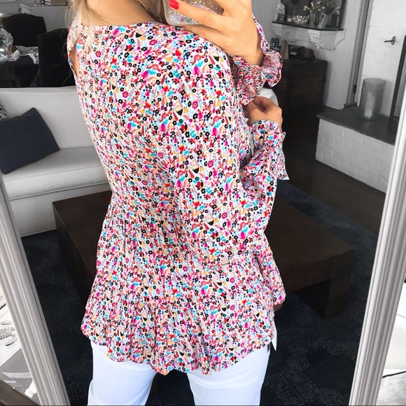 🧡 JANE AND DELANCEY PINK ORANGE RUFFLE TOP! - Picture 5 of 11